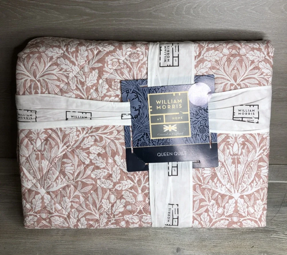 WILLIAM MORRIS Acorn Brick Floral Queen Quilt Coverlet